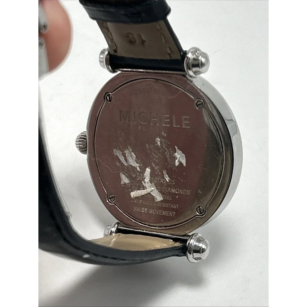 Women's Diamond Michele Caber Dress Watch Black Band